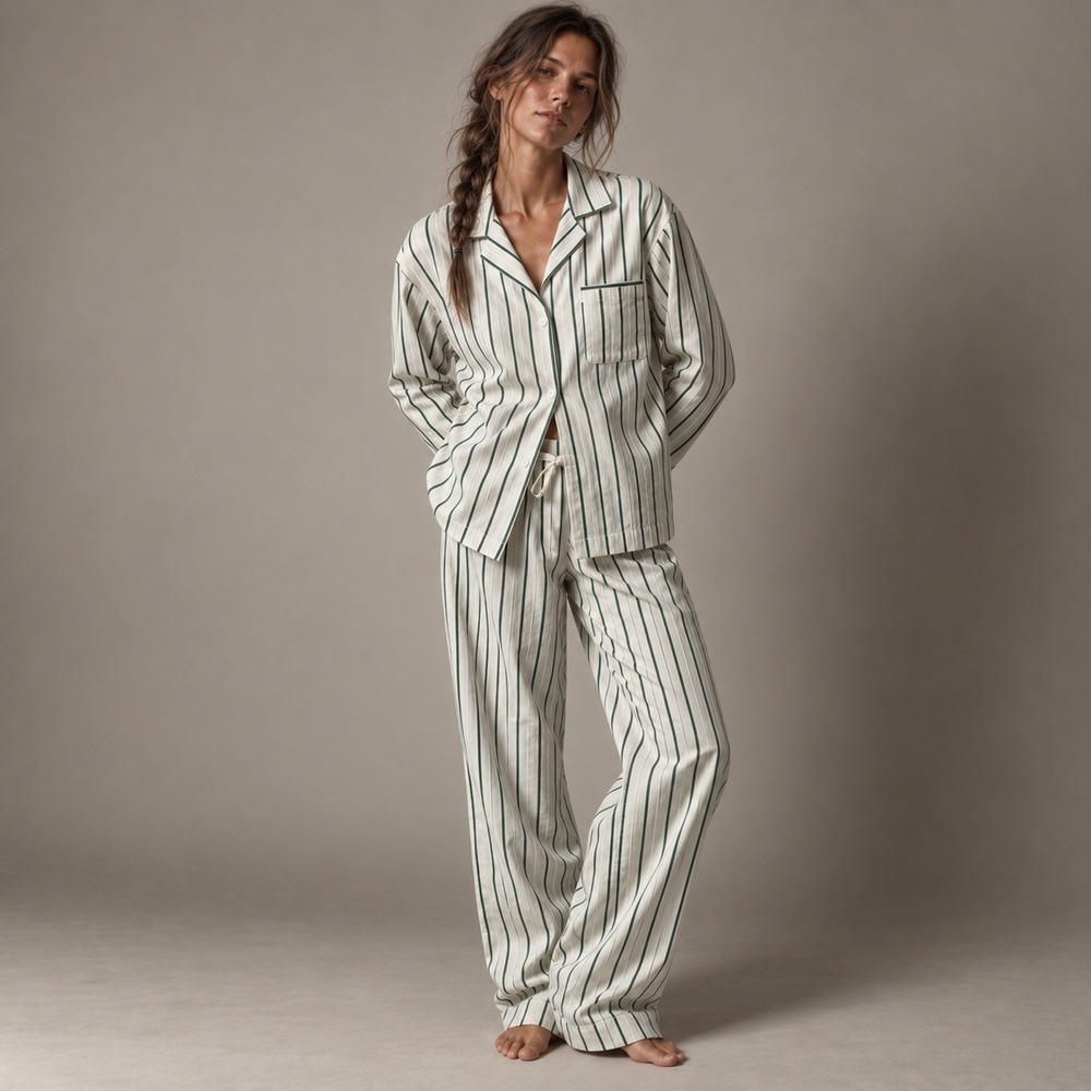 J.Crew Pajama Set Peppermint Stripe Cotton Poplin Sz M NWT